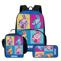 Fortnite Cartoon 3Pcs School Bag Set Unisex for Boys Girls, Backpack with Front Pocket, Lunch Bag and Pencil Case Best Gift