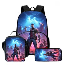 Fortnite Cartoon 3Pcs School Bag Set Unisex for Boys Girls, Backpack with Front Pocket, Lunch Bag and Pencil Case Best Gift