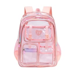 Fashion Transparent PVC Backpack for Girls Kids Clear School Bag Lightweight See Through Bookbag for Children Daily School Trave