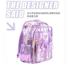 Fashion Transparent PVC Backpack for Girls Kids Clear School Bag Lightweight See Through Bookbag for Children Daily School Trave