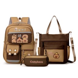 Kawaii Capybara School Backpack 3pcs Girls School Bags Set Casual Daypacks Kids Book bag Children Schoolbag Travel Backpack