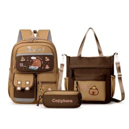 Kawaii Capybara School Backpack 3pcs Girls School Bags Set Casual Daypacks Kids Book bag Children Schoolbag Travel Backpack