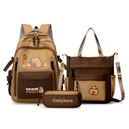 Kawaii Capybara School Backpack 3pcs Girls School Bags Set Casual Daypacks Kids Book bag Children Schoolbag Travel Backpack