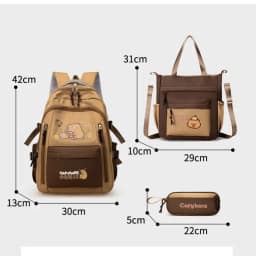 Kawaii Capybara School Backpack 3pcs Girls School Bags Set Casual Daypacks Kids Book bag Children Schoolbag Travel Backpack