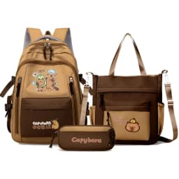 Kawaii Capybara School Backpack 3pcs Girls School Bags Set Casual Daypacks Kids Book bag Children Schoolbag Travel Backpack