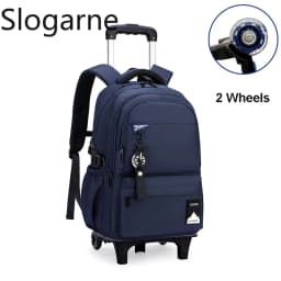 Students Wheeled School Bag Boys Trolley Bags for School Men Travel Backpack with Wheels Waterproof Large Capacity Luggage Bag
