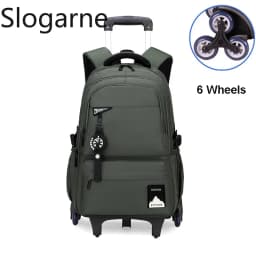 Students Wheeled School Bag Boys Trolley Bags for School Men Travel Backpack with Wheels Waterproof Large Capacity Luggage Bag