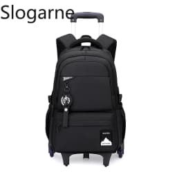 Students Wheeled School Bag Boys Trolley Bags for School Men Travel Backpack with Wheels Waterproof Large Capacity Luggage Bag