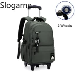 Students Wheeled School Bag Boys Trolley Bags for School Men Travel Backpack with Wheels Waterproof Large Capacity Luggage Bag