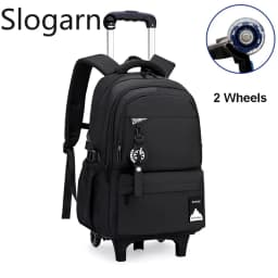Students Wheeled School Bag Boys Trolley Bags for School Men Travel Backpack with Wheels Waterproof Large Capacity Luggage Bag