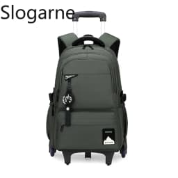 Students Wheeled School Bag Boys Trolley Bags for School Men Travel Backpack with Wheels Waterproof Large Capacity Luggage Bag
