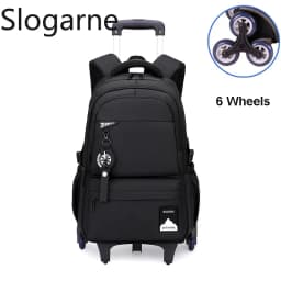 Students Wheeled School Bag Boys Trolley Bags for School Men Travel Backpack with Wheels Waterproof Large Capacity Luggage Bag
