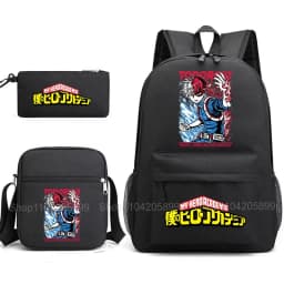 3PCS My Hero Academia Backpack Anime Mochila School Bag with Shoulder Bag Pencil Case for Boys Girls Gift Daily Travel Rucksack