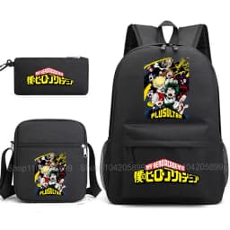 3PCS My Hero Academia Backpack Anime Mochila School Bag with Shoulder Bag Pencil Case for Boys Girls Gift Daily Travel Rucksack