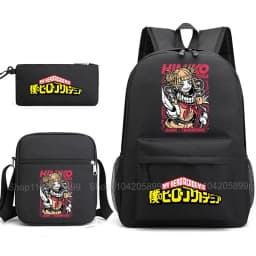 3PCS My Hero Academia Backpack Anime Mochila School Bag with Shoulder Bag Pencil Case for Boys Girls Gift Daily Travel Rucksack