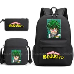 3PCS My Hero Academia Backpack Anime Mochila School Bag with Shoulder Bag Pencil Case for Boys Girls Gift Daily Travel Rucksack