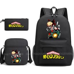 3PCS My Hero Academia Backpack Anime Mochila School Bag with Shoulder Bag Pencil Case for Boys Girls Gift Daily Travel Rucksack