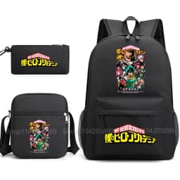 3PCS My Hero Academia Backpack Anime Mochila School Bag with Shoulder Bag Pencil Case for Boys Girls Gift Daily Travel Rucksack