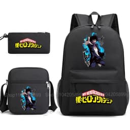 3PCS My Hero Academia Backpack Anime Mochila School Bag with Shoulder Bag Pencil Case for Boys Girls Gift Daily Travel Rucksack