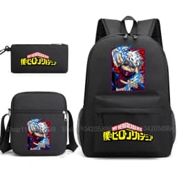 3PCS My Hero Academia Backpack Anime Mochila School Bag with Shoulder Bag Pencil Case for Boys Girls Gift Daily Travel Rucksack