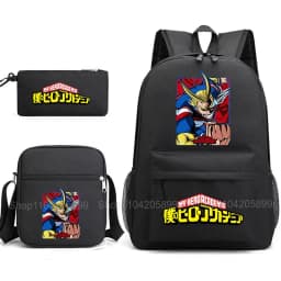 3PCS My Hero Academia Backpack Anime Mochila School Bag with Shoulder Bag Pencil Case for Boys Girls Gift Daily Travel Rucksack