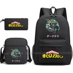 3PCS My Hero Academia Backpack Anime Mochila School Bag with Shoulder Bag Pencil Case for Boys Girls Gift Daily Travel Rucksack