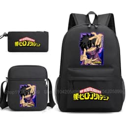 3PCS My Hero Academia Backpack Anime Mochila School Bag with Shoulder Bag Pencil Case for Boys Girls Gift Daily Travel Rucksack