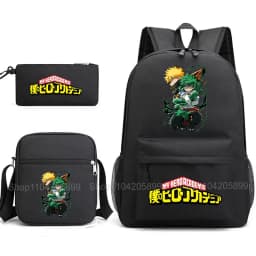3PCS My Hero Academia Backpack Anime Mochila School Bag with Shoulder Bag Pencil Case for Boys Girls Gift Daily Travel Rucksack