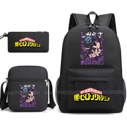 3PCS My Hero Academia Backpack Anime Mochila School Bag with Shoulder Bag Pencil Case for Boys Girls Gift Daily Travel Rucksack