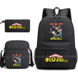 3PCS My Hero Academia Backpack Anime Mochila School Bag with Shoulder Bag Pencil Case for Boys Girls Gift Daily Travel Rucksack