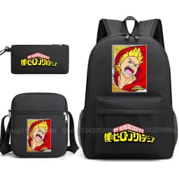 3PCS My Hero Academia Backpack Anime Mochila School Bag with Shoulder Bag Pencil Case for Boys Girls Gift Daily Travel Rucksack
