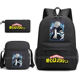 3PCS My Hero Academia Backpack Anime Mochila School Bag with Shoulder Bag Pencil Case for Boys Girls Gift Daily Travel Rucksack