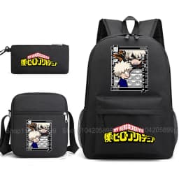 3PCS My Hero Academia Backpack Anime Mochila School Bag with Shoulder Bag Pencil Case for Boys Girls Gift Daily Travel Rucksack