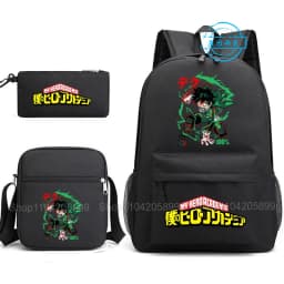 3PCS My Hero Academia Backpack Anime Mochila School Bag with Shoulder Bag Pencil Case for Boys Girls Gift Daily Travel Rucksack