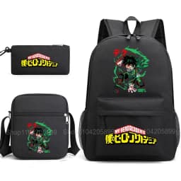 3PCS My Hero Academia Backpack Anime Mochila School Bag with Shoulder Bag Pencil Case for Boys Girls Gift Daily Travel Rucksack