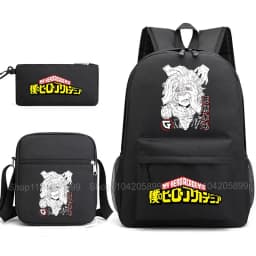 3PCS My Hero Academia Backpack Anime Mochila School Bag with Shoulder Bag Pencil Case for Boys Girls Gift Daily Travel Rucksack