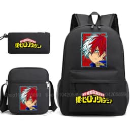 3PCS My Hero Academia Backpack Anime Mochila School Bag with Shoulder Bag Pencil Case for Boys Girls Gift Daily Travel Rucksack