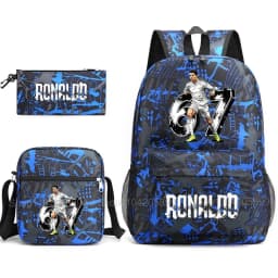 CR7 Ronaldo Backpack Football 67 Print School Bag With Shoulder Bag & Pencil Case For Student Boys Gift Daily Travel Rucksack