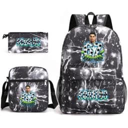 CR7 Ronaldo Backpack Football 67 Print School Bag With Shoulder Bag & Pencil Case For Student Boys Gift Daily Travel Rucksack