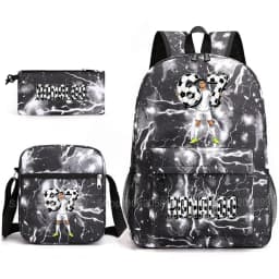 CR7 Ronaldo Backpack Football 67 Print School Bag With Shoulder Bag & Pencil Case For Student Boys Gift Daily Travel Rucksack