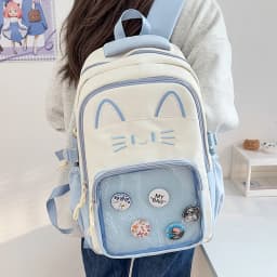 Kawaii Women Backpack Sweet Pink Japanese Cartoon Cat Ita Bag Fashion Large Capacity Casual Versatile Backpacks for Ladies