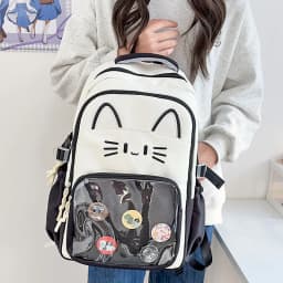 Kawaii Women Backpack Sweet Pink Japanese Cartoon Cat Ita Bag Fashion Large Capacity Casual Versatile Backpacks for Ladies