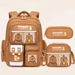 Capybara School Bags for Boys Girls Primary Schoolbag Cartoon School Backpack Set Rucksack Bagpack Kids Cute Children Book Bags