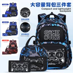 3 Pcs Kids School Backpcak Children School Bags Set Boys Primary Backpack with Lunch Bag Schoolbag Book Bag Kids Mochilas