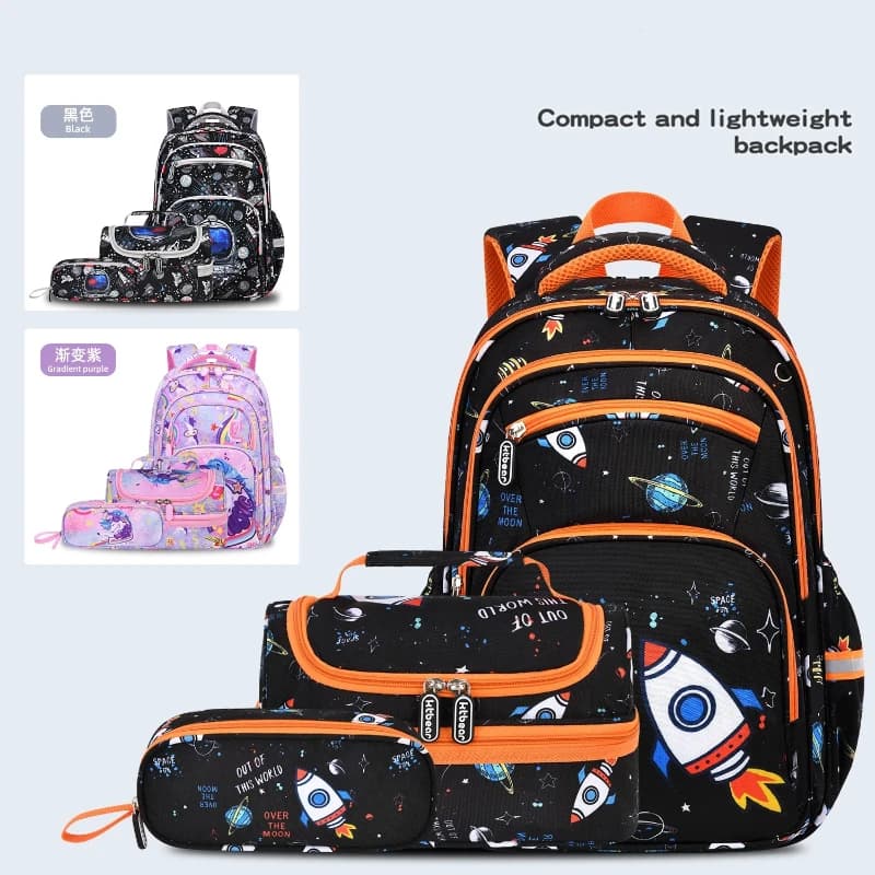 Children School Bags for Boys Girls Kids Schoolbag Primary Book Bag School Backpack Set 3Pcs with Lunch Bag Mochila