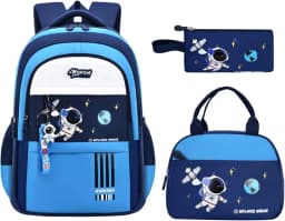 Boy Backpack Schoolbag for Boys Girls, School Bags, Waterproof Kids Bookbag Backpacks with Lunch Box Pencil Case Set
