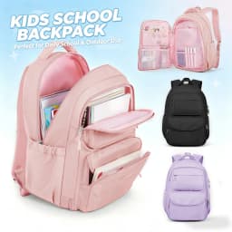 Girls School Bags Kid Backpack with Fridge Door Elementary School Backpack, Pink Lightweight School Backpack for Girls Ages 8-16