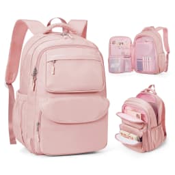 Girls School Bags Kid Backpack with Fridge Door Elementary School Backpack, Pink Lightweight School Backpack for Girls Ages 8-16