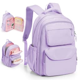 Girls School Bags Kid Backpack with Fridge Door Elementary School Backpack, Pink Lightweight School Backpack for Girls Ages 8-16