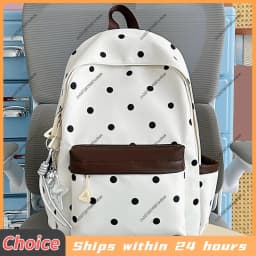 Polka Dot Aesthetic Preppy Backpack Kawaii Sweet Campus Bookbag Travel Casual Daypack for Elementary & Middle Girl Students